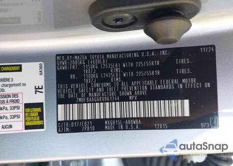 2024 Toyota Corolla Cross Hybrid Xse из США, поврежденный, VIN 7MUFBABG6RV061244